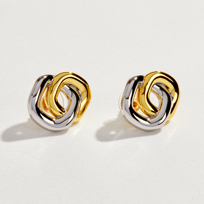 KYLIE – Two-Tone Double Square Earrings