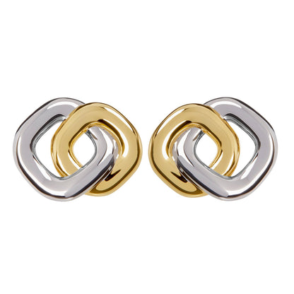 KYLIE – Two-Tone Double Square Earrings