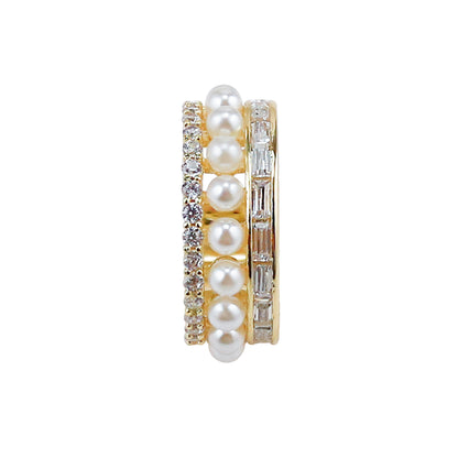 ESTELLE – Triple Row Glass Pearl Ear Cuff