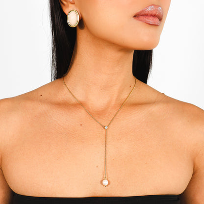 AVA – Dainty Freshwater Pearl Drop Lariat Necklace