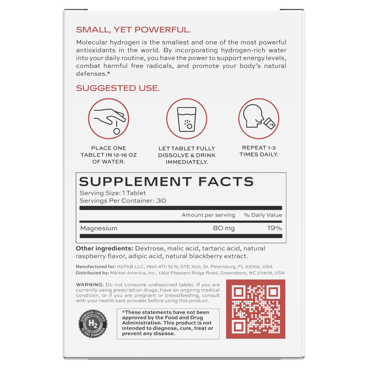 H2TAB Molecular Hydrogen Tablets